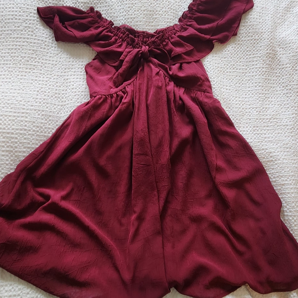 H&M Burgundy Off-Shoulder Mini Dress